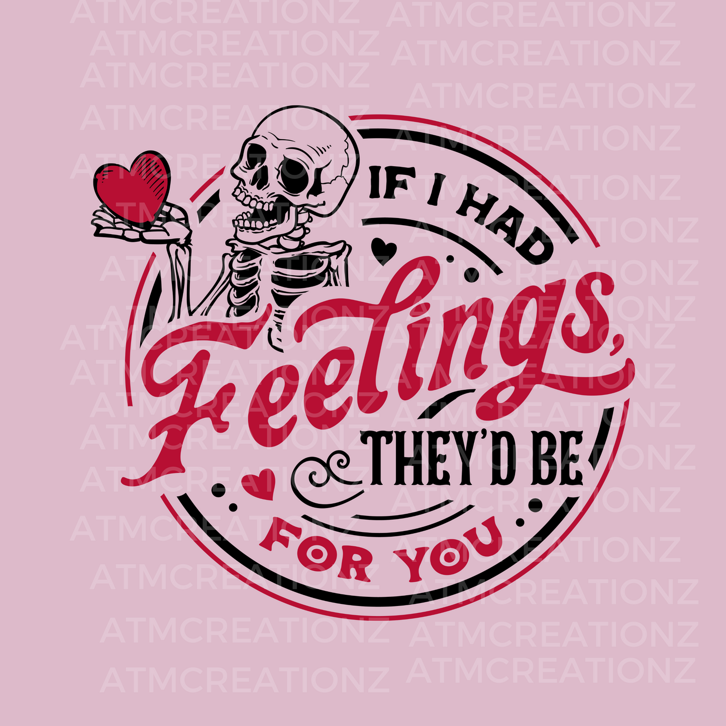 Skeleton Feelings Blk DTF