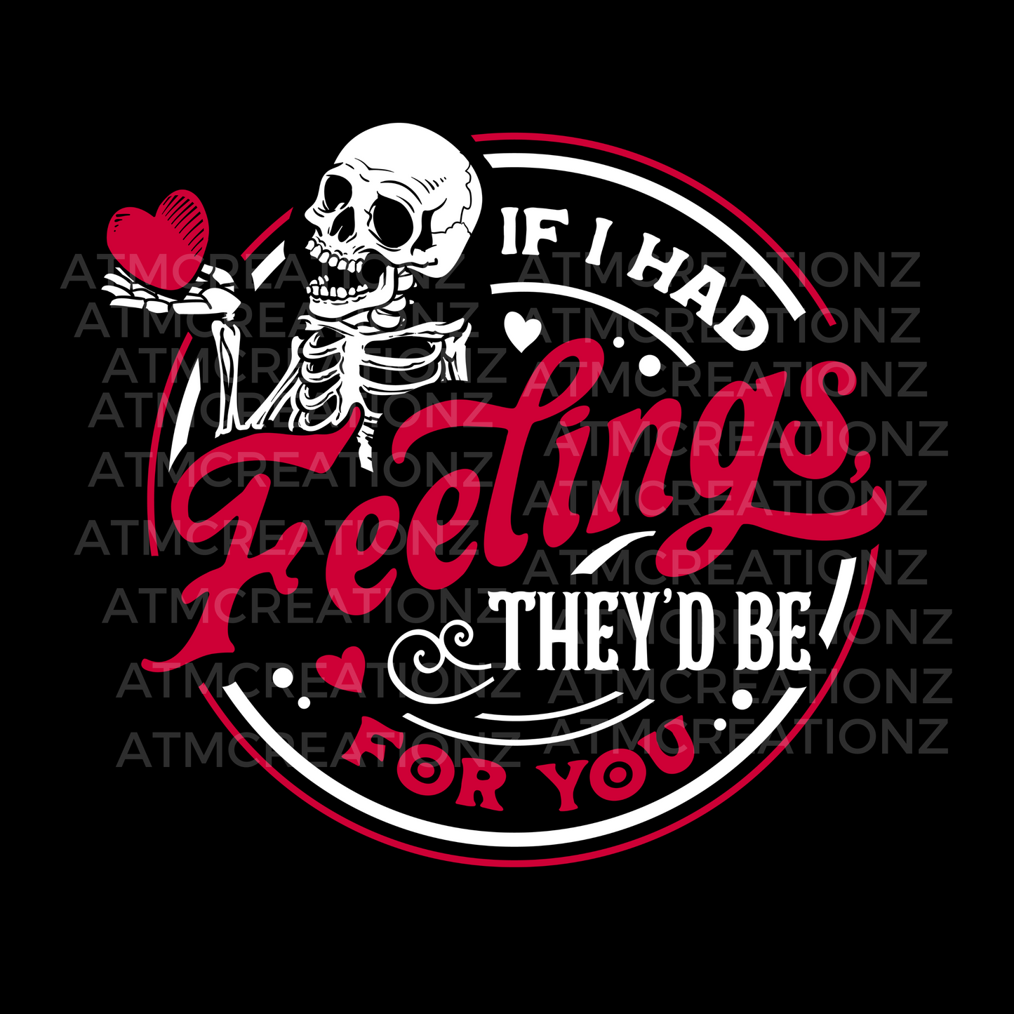Skeleton Feelings White DTF